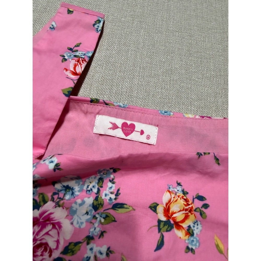 Buddy Love Cookie Set Pink Floral Crop Top Square Neck Tank Womens Medium - Picture 2 of 5